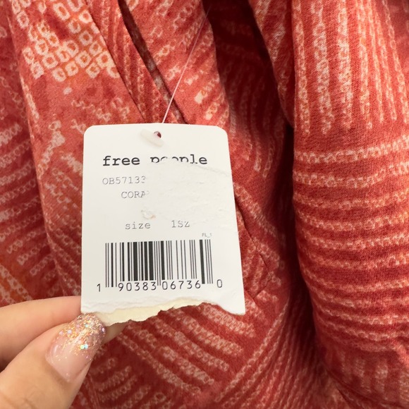 Free People ‘Shibori’ tie front coral kimono - Picture 11 of 13